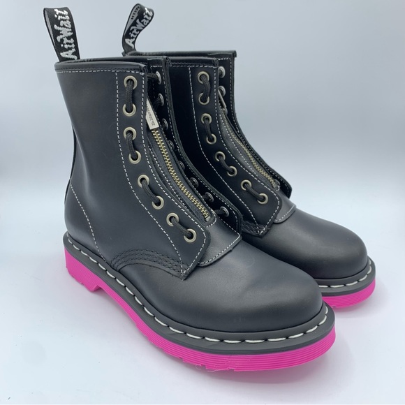 New Dr. Martens Womens 6 Style 1460 Jungle Pink Sole Zipper Front Wanama Boot - Picture 3 of 9